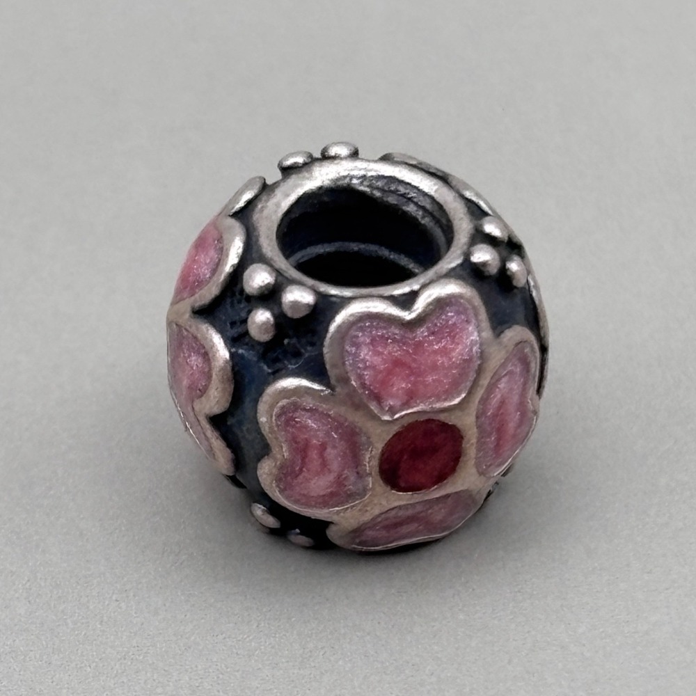 PANDORA Red Enamel Daisy Sterling Silver‎ Charm 925